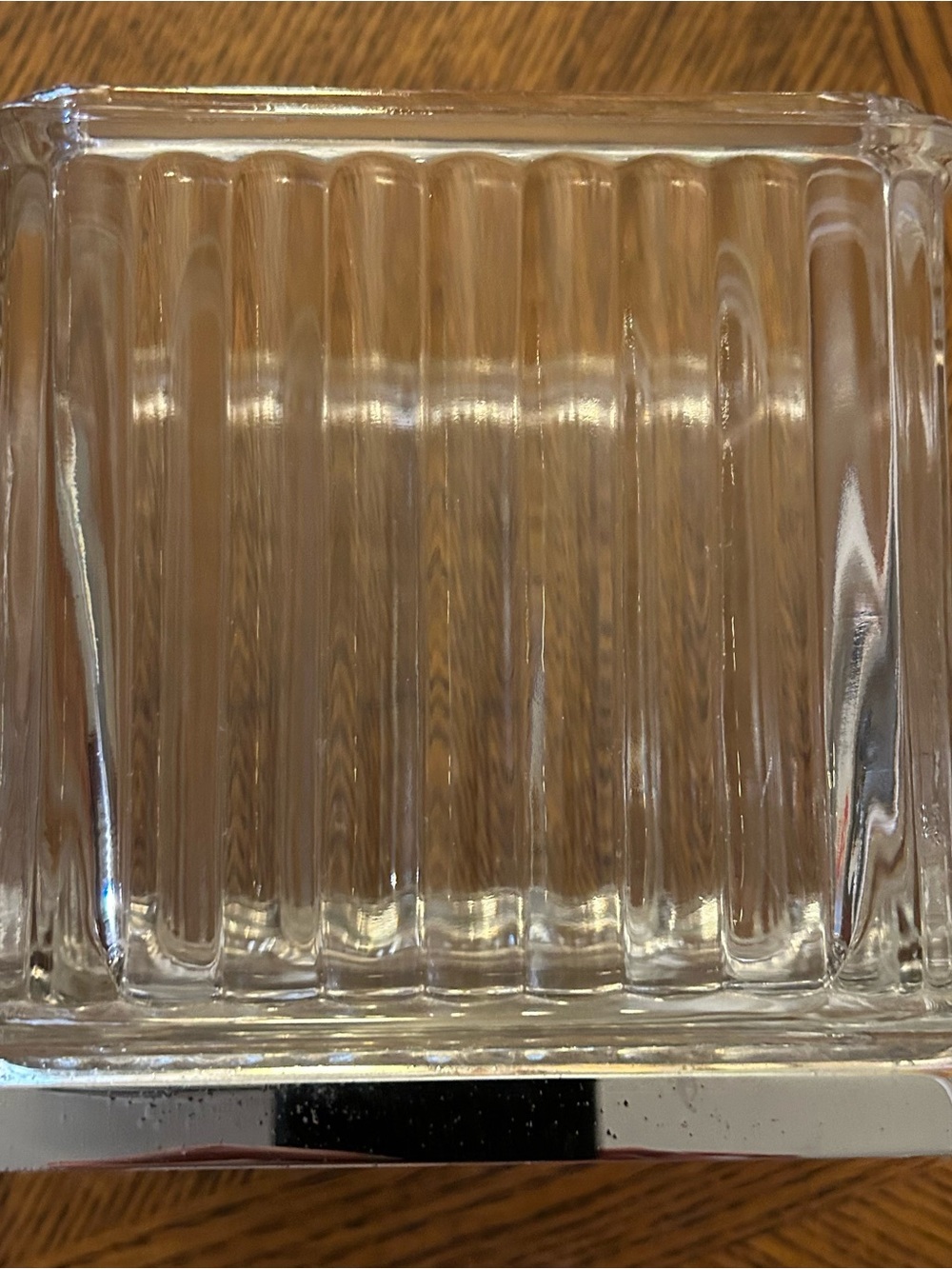 Ribbed Glass Tissue Box Cover with Chrome Base & Lid - Picture 5 of 12